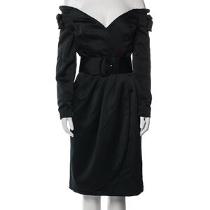 Victor Costa Black Long Sleeve Off The Shoulder Dress
